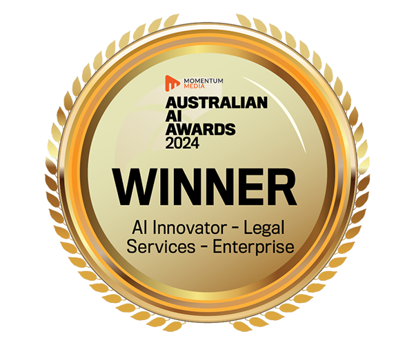 Australian AI Award 2024 - Winner - AI Innovator - Legal Services - Enterprise
