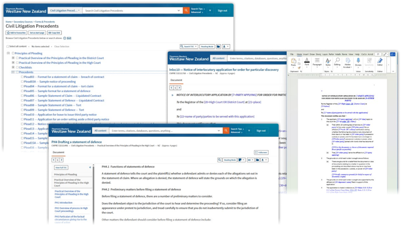 New Zealand precedents, practical commentary and workflows
